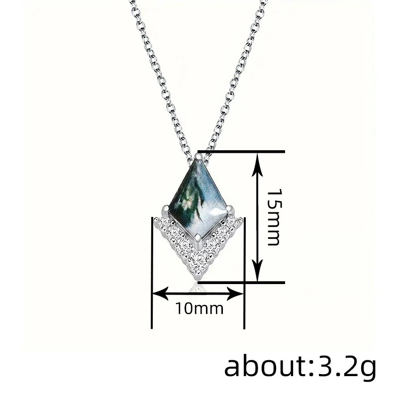 Wholesale Women's Ancient Style Minimalist Copper Necklace With Microinlaid Zircon Geometric Rhombus Pendant And O Word Chain - Image 4