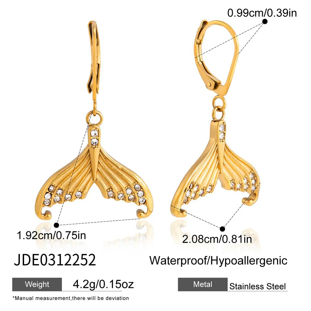 Wholesale Women's Animal Style Electroplated Stainless Steel And Titanium Steel Fishtail Necklace And Earrings Jewelry Accessories - Image 6