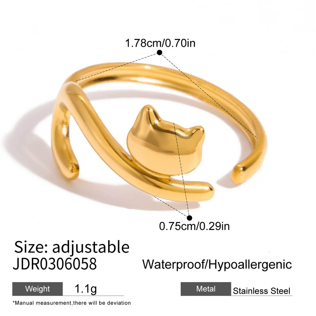 Wholesale Women's Animals Patterned Stainless Steel Electroplated Open Ring Jewelry - Image 7