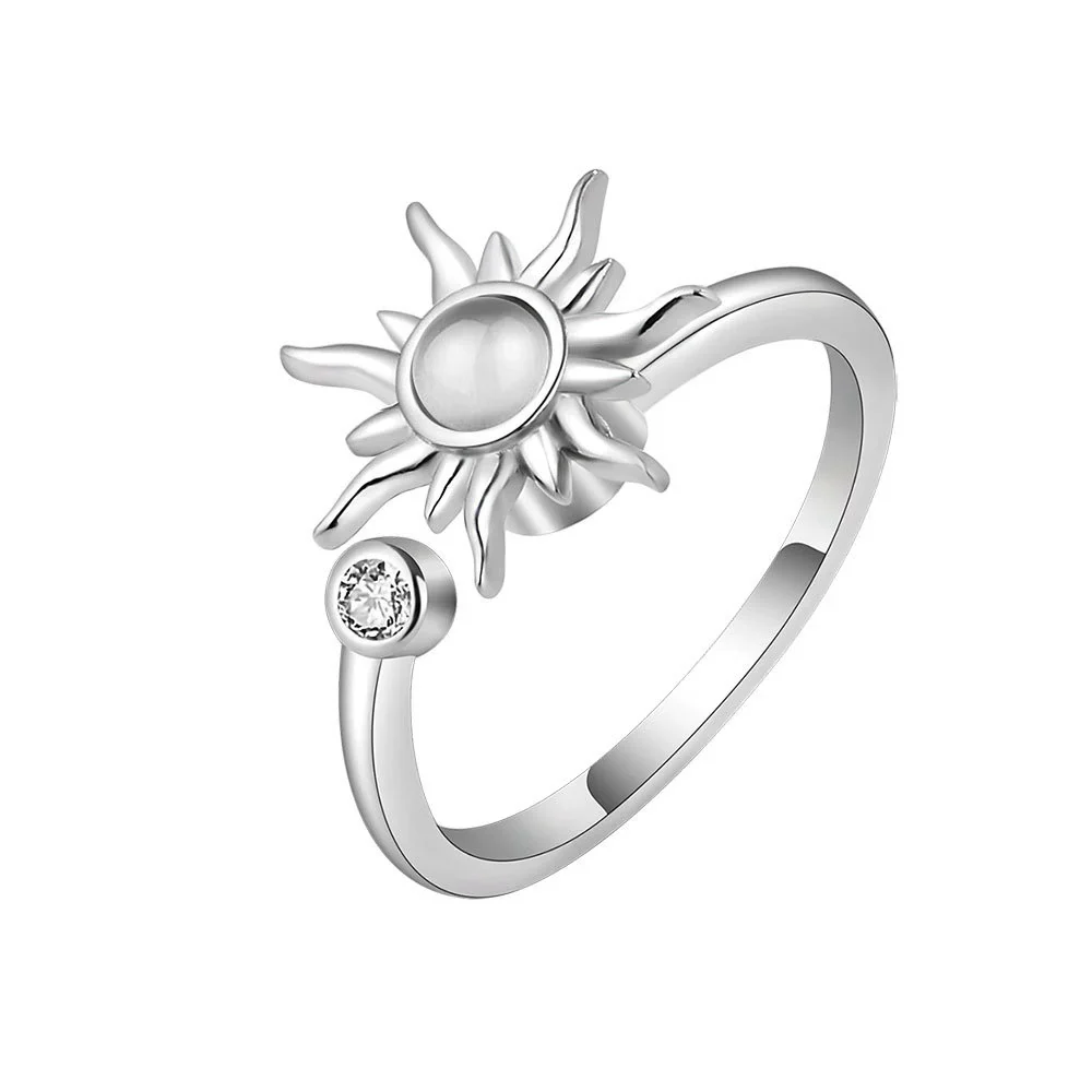 Wholesale Women's Anxiety Rotating Ring 925 Sterling Silver Four Leaf Clover Geometric Electroplated - Image 5