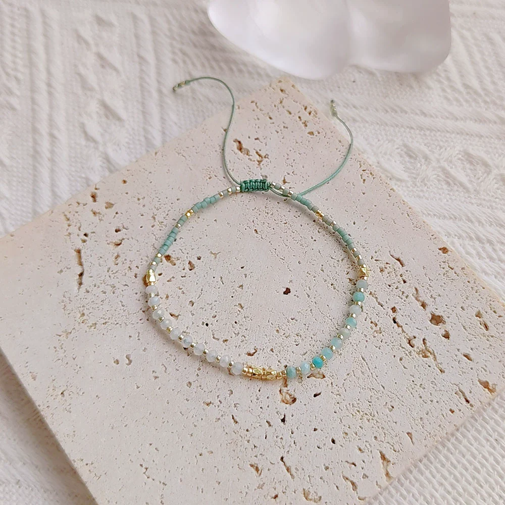 Wholesale Women's Aquamarine Handwoven Beaded Bracelet Jewelry - Image 3