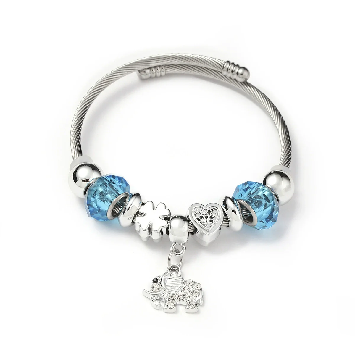 Wholesale Women's Beaded Bracelet With Blue Animal Design Stainless Steel Electroplated - Image 2