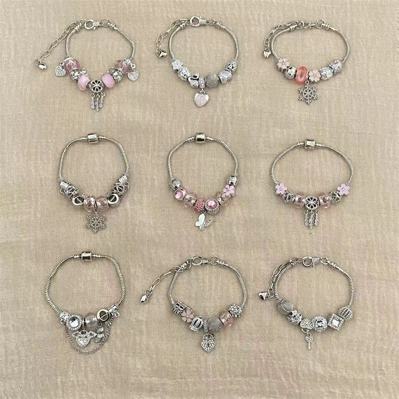 Wholesale Women's Beaded Bracelet With Flower Pattern Mixed Material Electroplated - Image 2