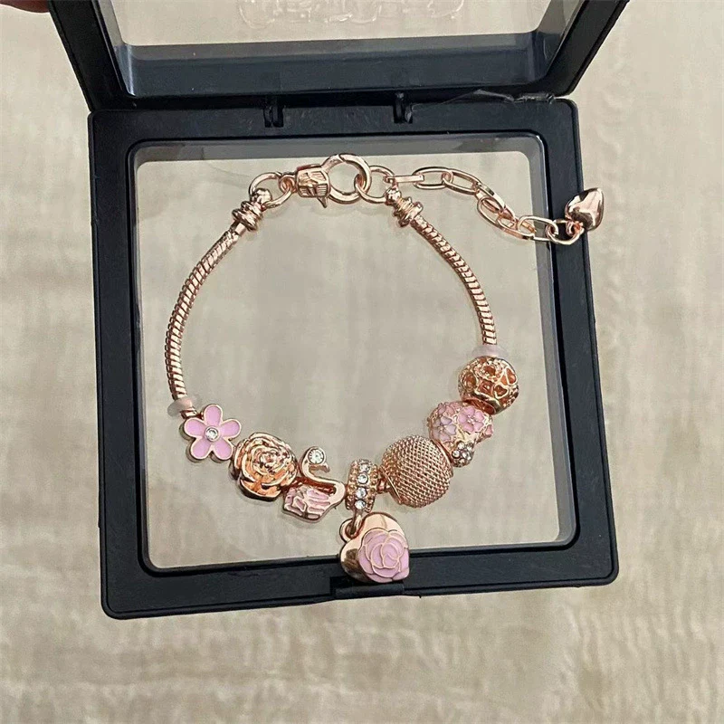 Wholesale Women's Beaded Bracelet With Flower Pattern Mixed Material Electroplated - Image 4