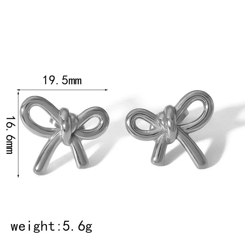 Wholesale Women's Bow Tie Pattern Stainless Steel Earrings With Pvd Furnace Vacuum Real Gold Plating - Image 14