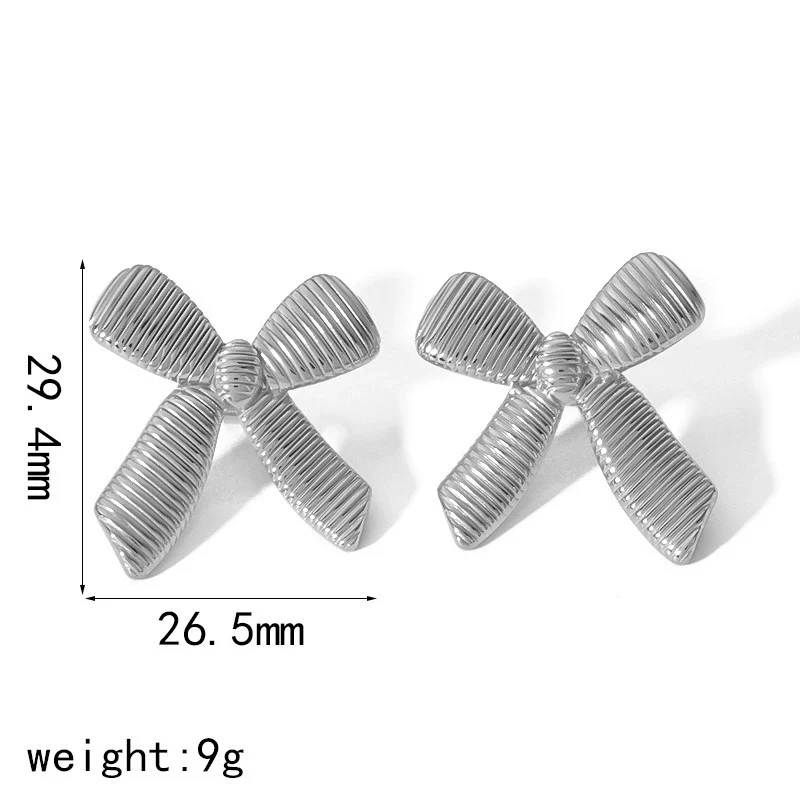 Wholesale Women's Bow Tie Pattern Stainless Steel Earrings With Pvd Furnace Vacuum Real Gold Plating - Image 8