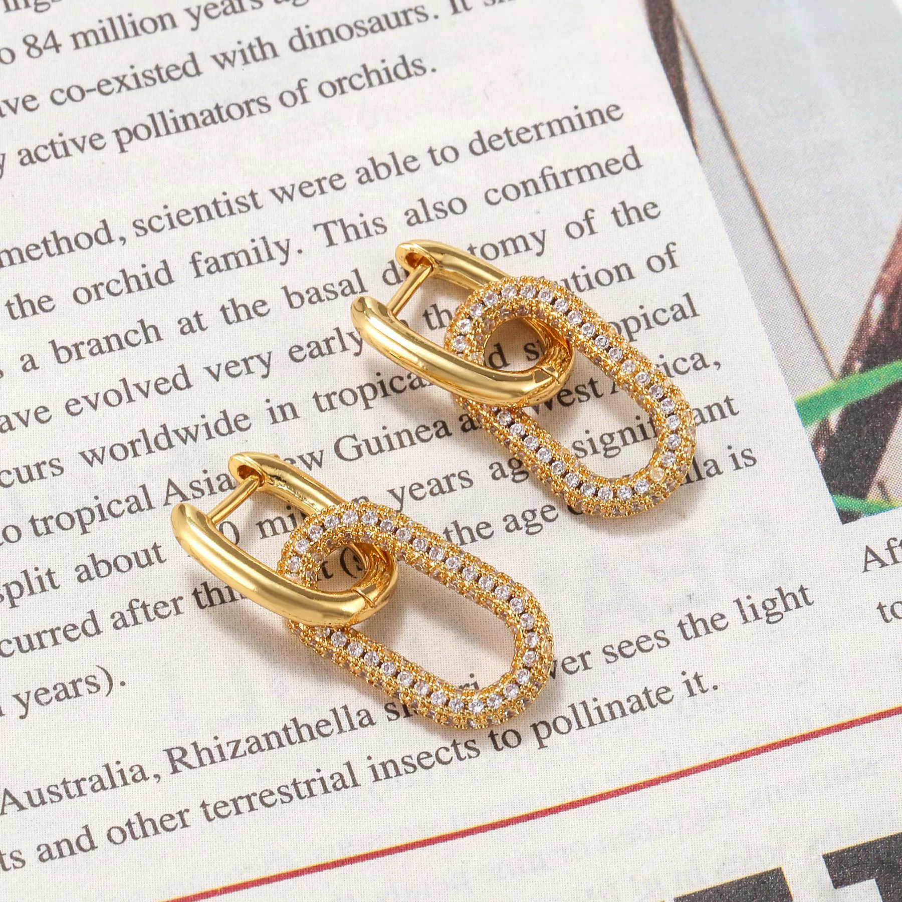 Wholesale Women's Brass Zircon Inlaid Geometric Hollow Long Square Fashion Earrings