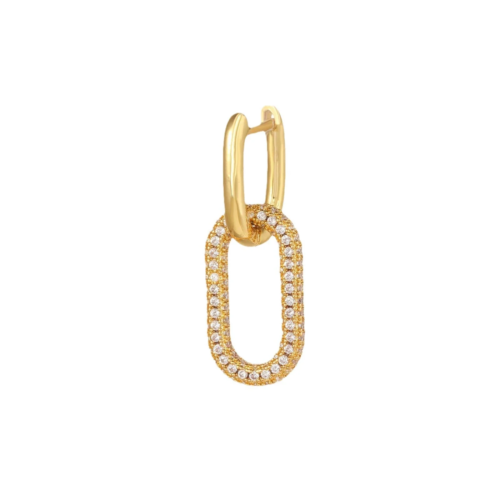 Wholesale Women's Brass Zircon Inlaid Geometric Hollow Long Square Fashion Earrings - Image 5