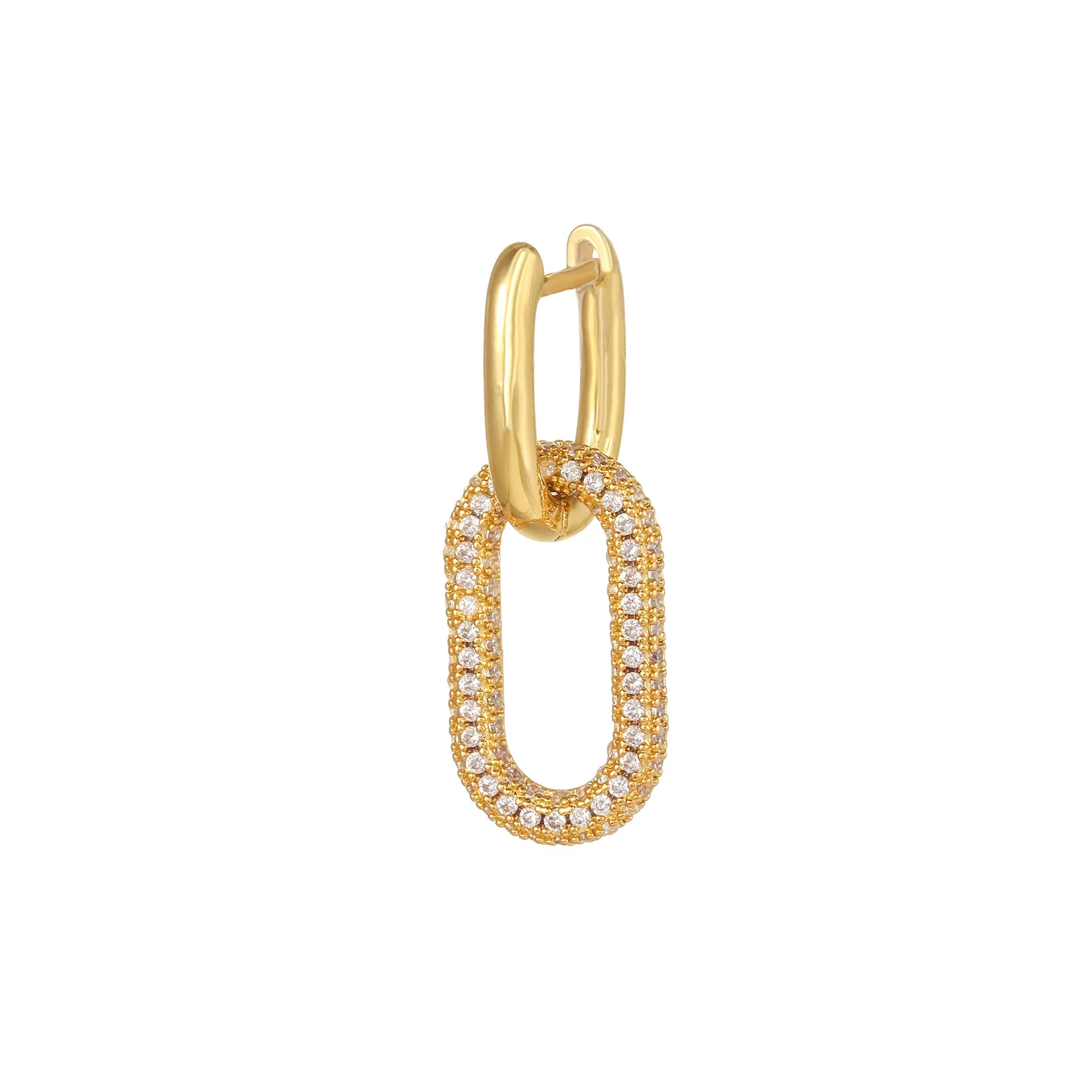 Wholesale Women's Brass Zircon Inlaid Geometric Hollow Long Square Fashion Earrings - Image 6