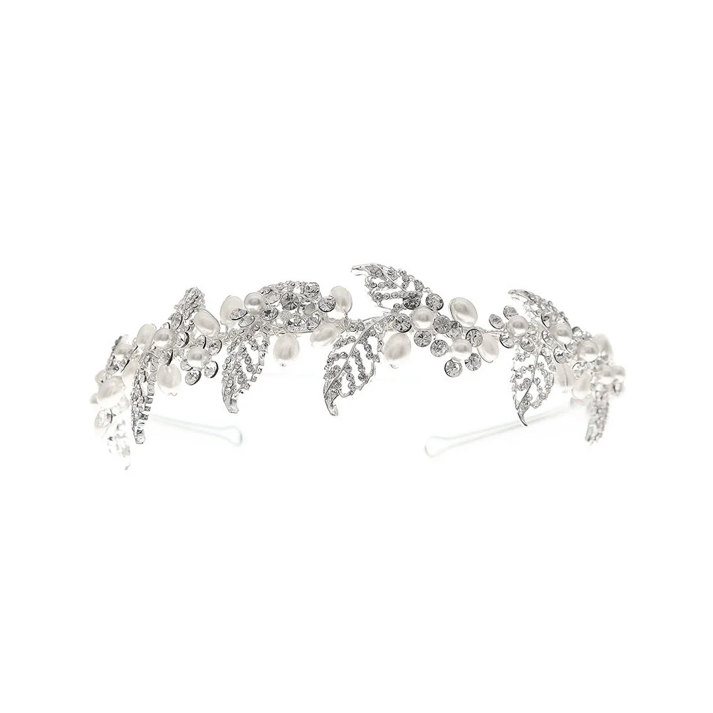 Wholesale Women's Bridal Headwear Pearl And Zinc Alloy Handmade Mori Style Flower And Leaf Hair Band With Diamond Light Luxury Accessories - Image 5