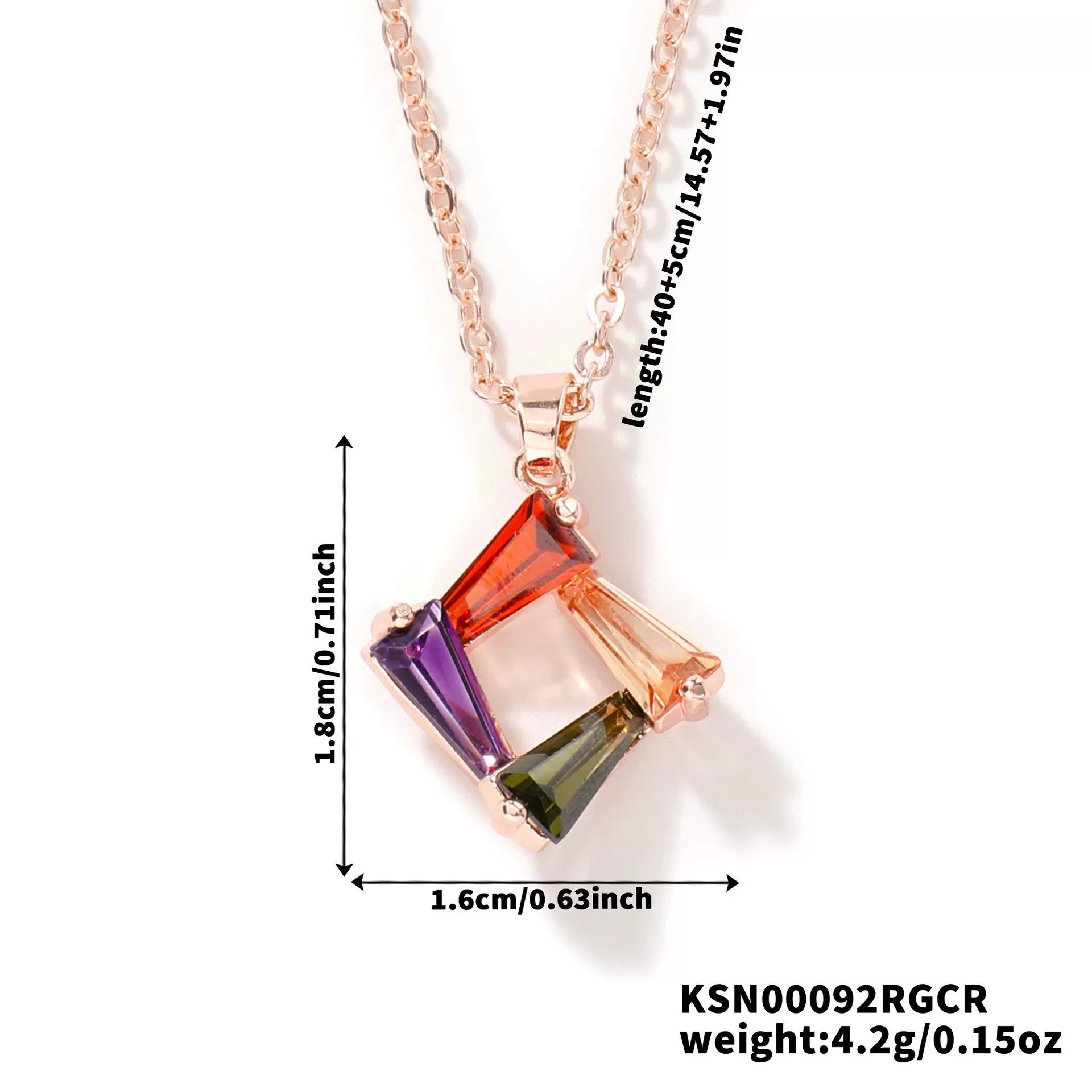 Wholesale Women's Bridal Jewelry Geometric Square Frame Zircon Necklace Copper Glass Stainless Steel O Chain Electroplating - Image 7