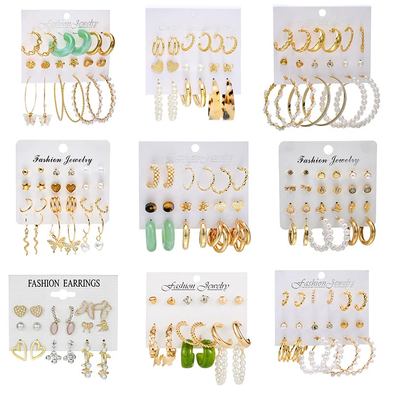 Wholesale Women's Cartoon Animal Style Alloy And Stainless Steel Geometric Carved Snake Shaped Butterfly Earrings Set