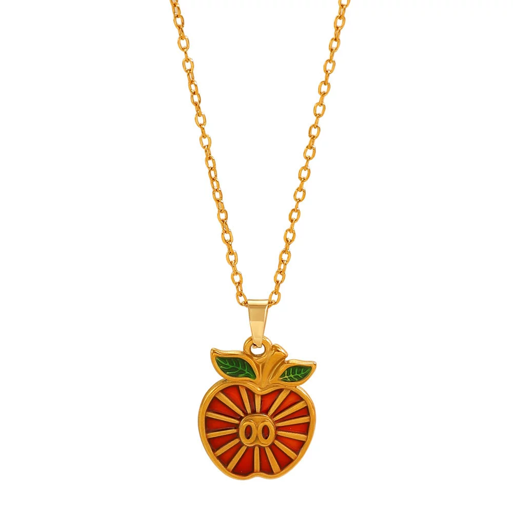Wholesale Women's Casual Fruit Shape Stainless Steel 18K Real Gold Plated Necklace With Cross Round Chain - Image 5