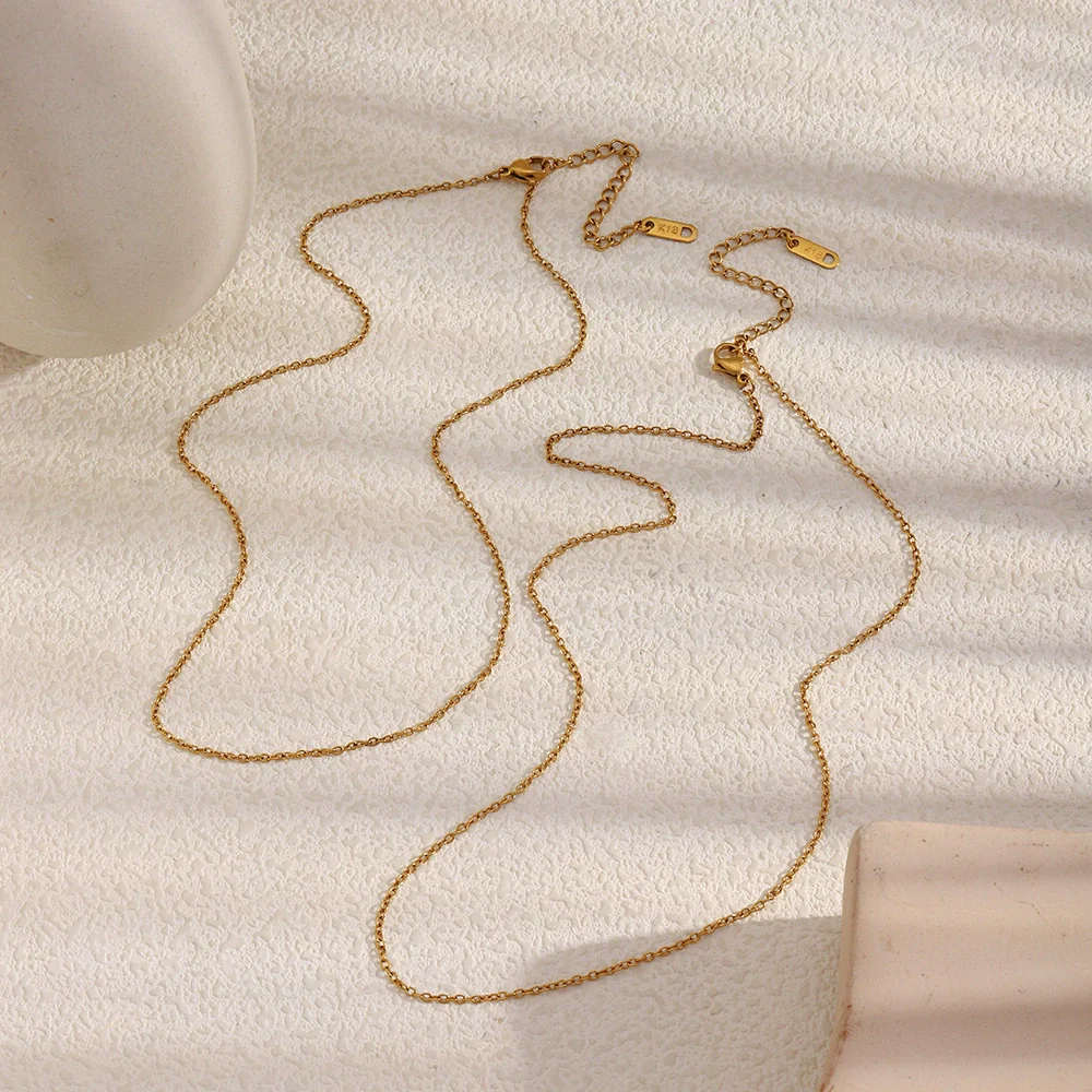 Wholesale Women's Casual Geometric Stainless Steel 18K Gold Plated Regular Oshaped Chain Necklace - Image 4