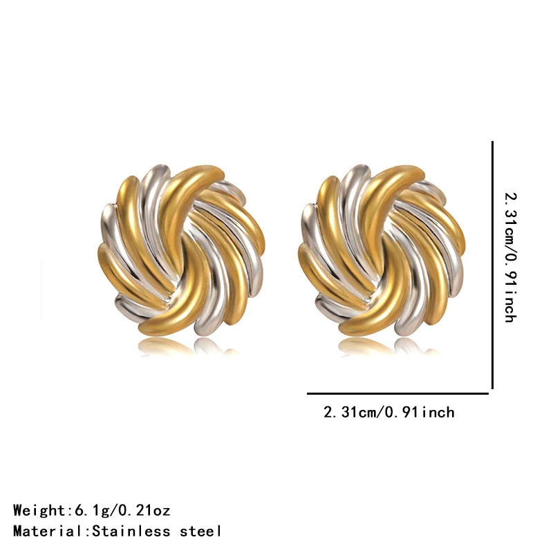 Wholesale Women's Casual Geometric Triangular Spiral Gold And Silver Contrasting Stainless Steel Electroplated Earrings - Image 5