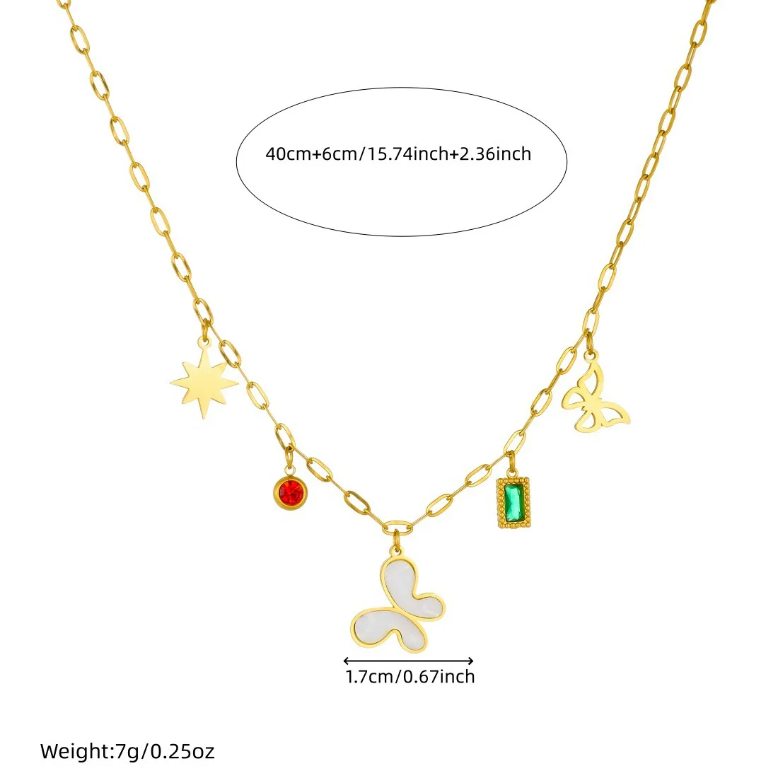 Wholesale Women's Casual Insect Shape Stainless Steel Goldplated Butterfly Pendant Necklace With Cross Chain - Image 4