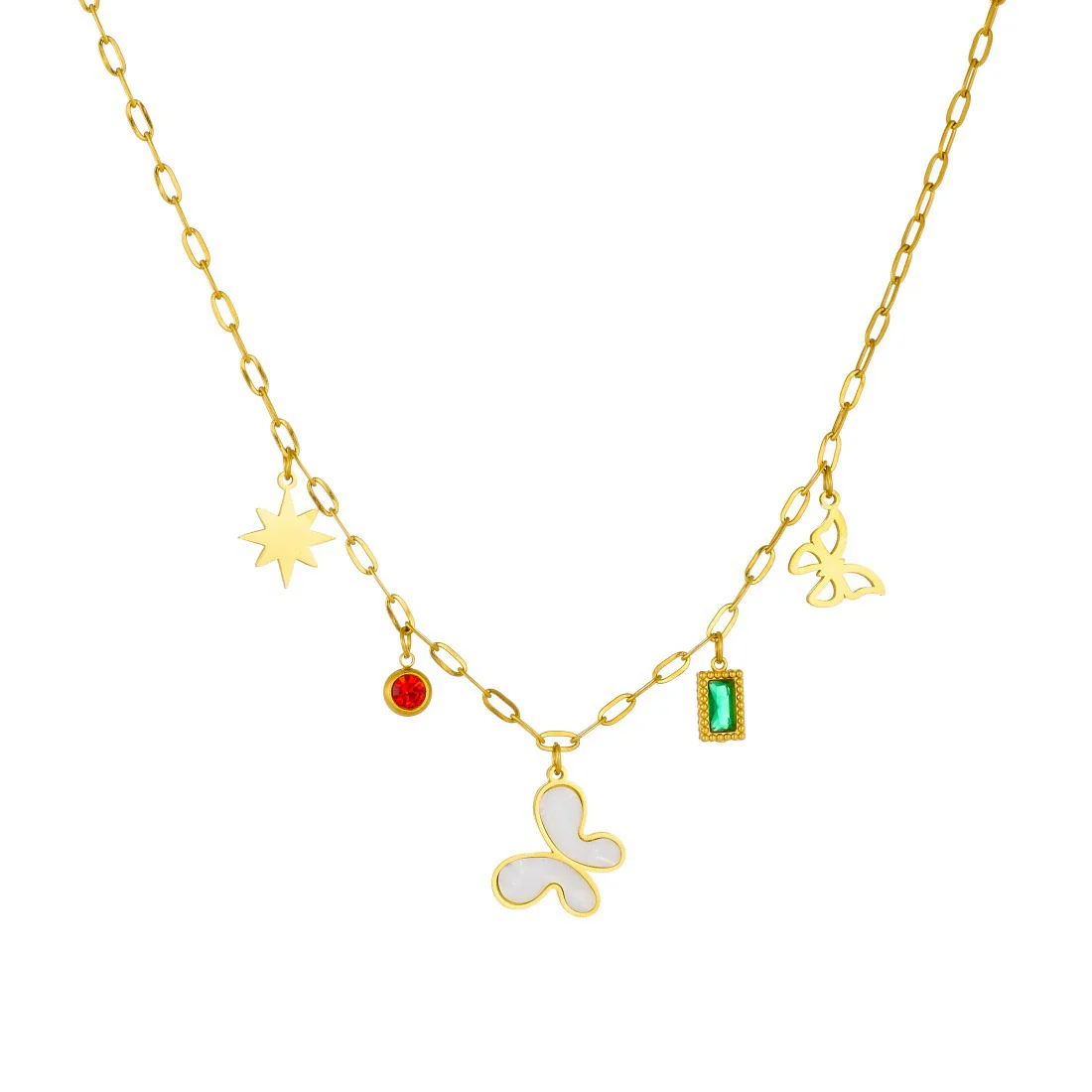 Wholesale Women's Casual Insect Shape Stainless Steel Goldplated Butterfly Pendant Necklace With Cross Chain - Image 5