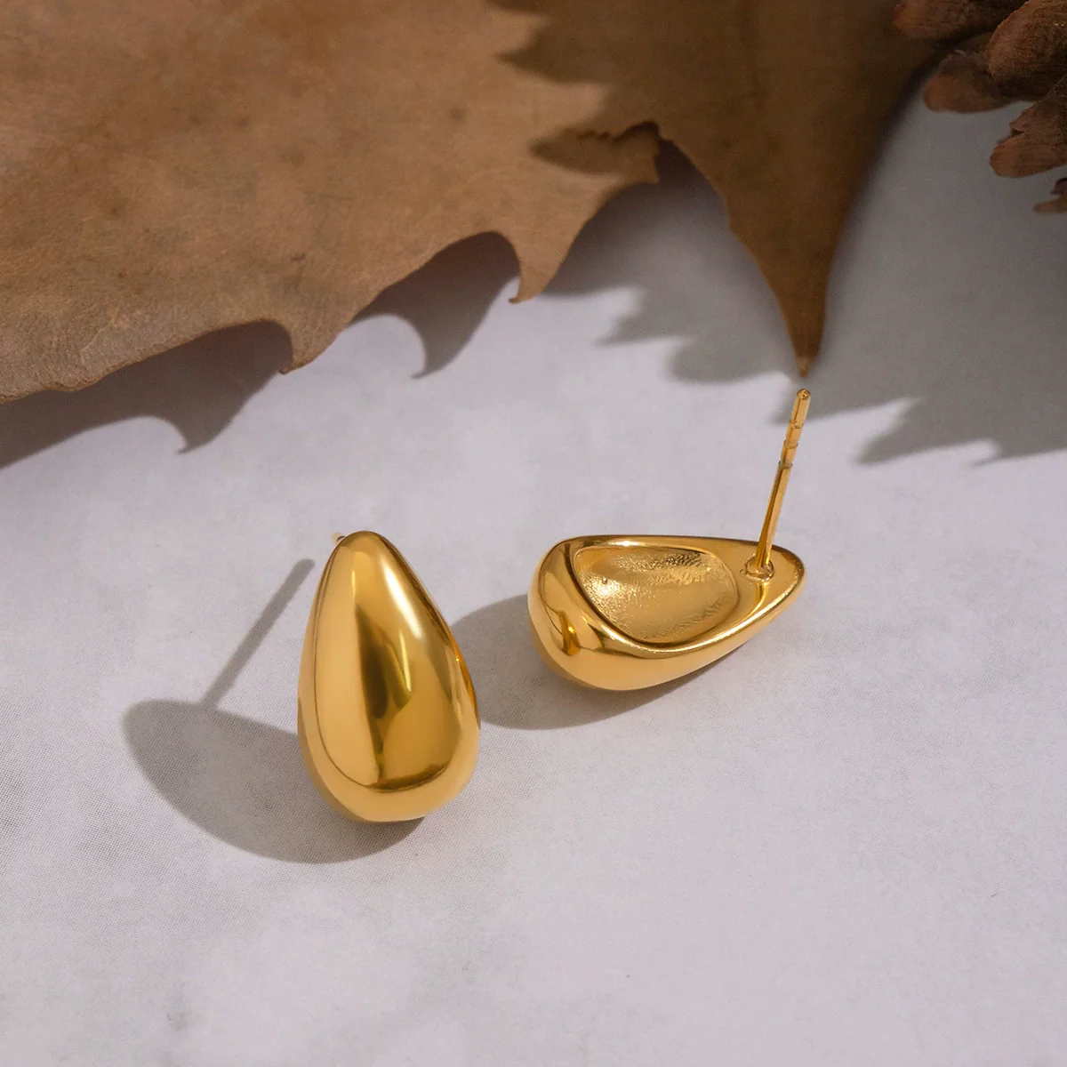 Wholesale Women's Casual Minimalist Geometric Dropshaped Stainless Steel Pvd Furnace Vacuum Real Gold Plated Earrings Jewelry Accessories - Image 4