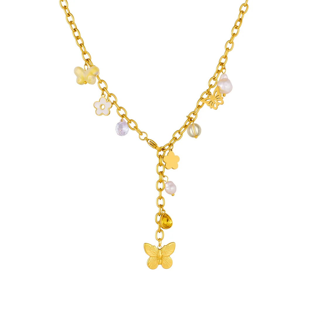 Wholesale Women's Casual Minimalist Goldplated Stainless Steel Star Pendant O Word Chain Necklace - Image 5