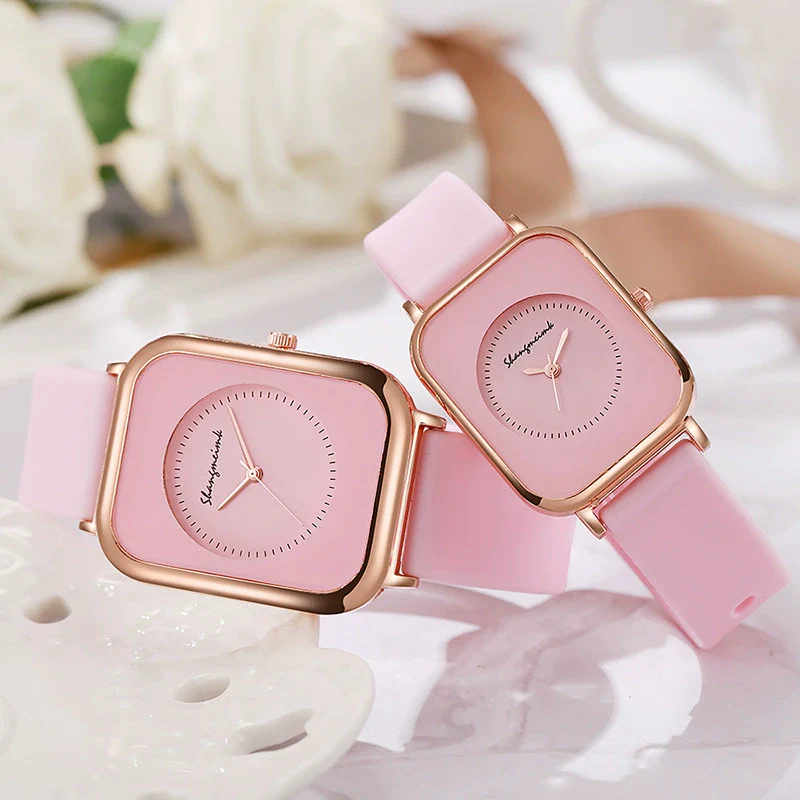 Wholesale Women's Casual Square Fashion Quartz Watches With Alloy Case Silicone Band And Stainless Steel Buckle - Image 3
