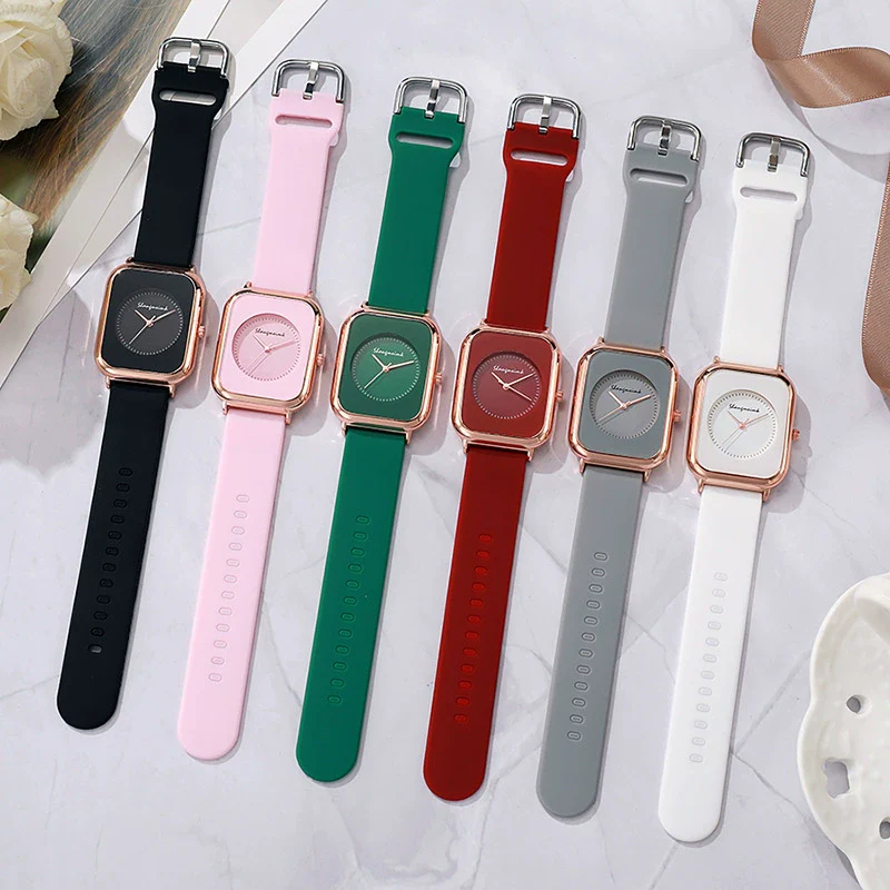 Wholesale Women's Casual Square Fashion Quartz Watches With Alloy Case Silicone Band And Stainless Steel Buckle - Image 4