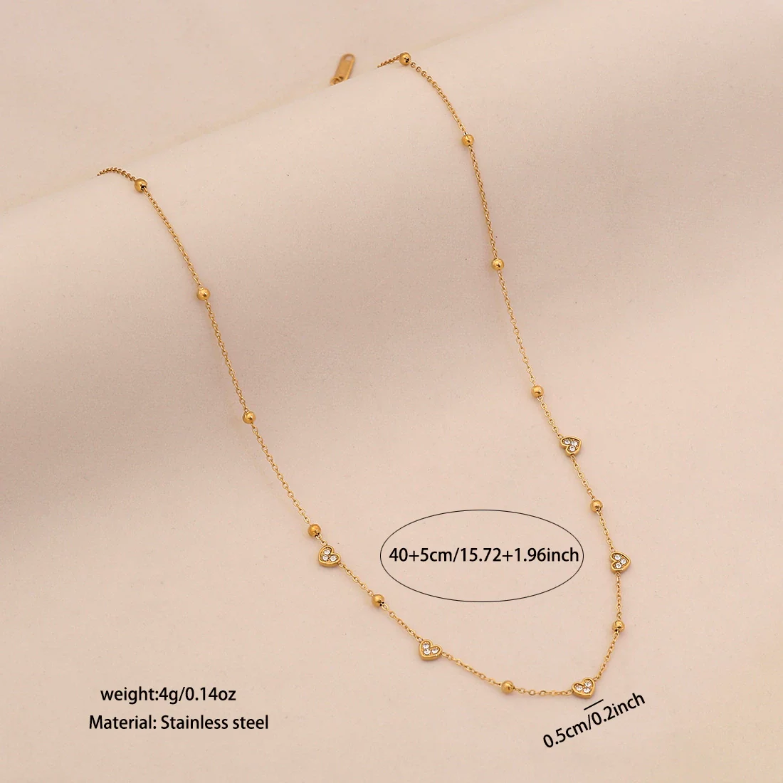 Wholesale Women's Casual Stainless Steel Electroplated Heart Shape O Word Chain Clavicle Chain Jewelry - Image 8