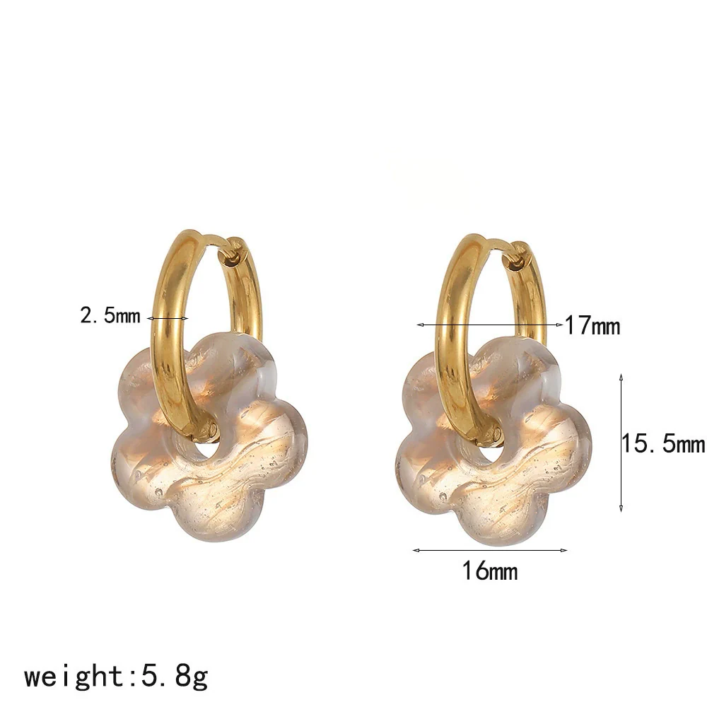 Wholesale Women's Casual Style Stainless Steel Flowershaped Pvd Furnace Vacuum Real Gold Plated Earrings - Image 11