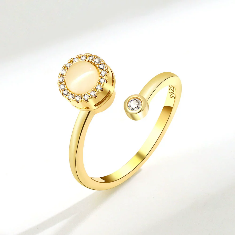 Wholesale Women's Cat's Eye Rotating Open Adjustable Ring Copper Geometric Electroplated Jewelry - Image 7