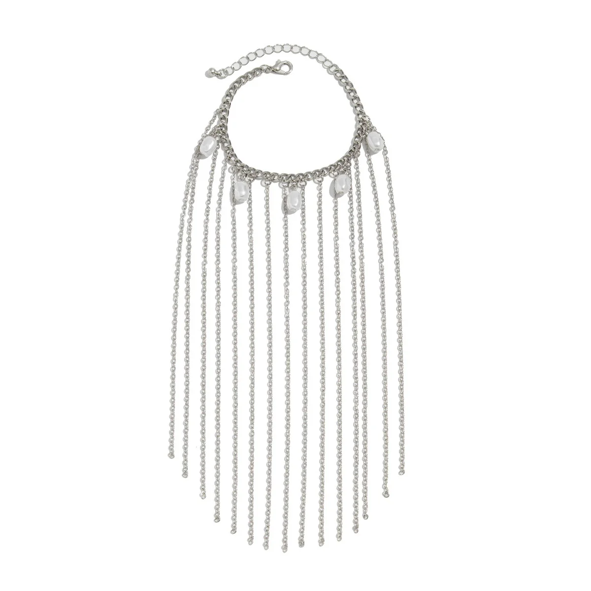 Wholesale Women's Clavicle Necklace Imitation Pearl Iron Chain Copperclad Iron Chain Geometric Electroplating - Image 5