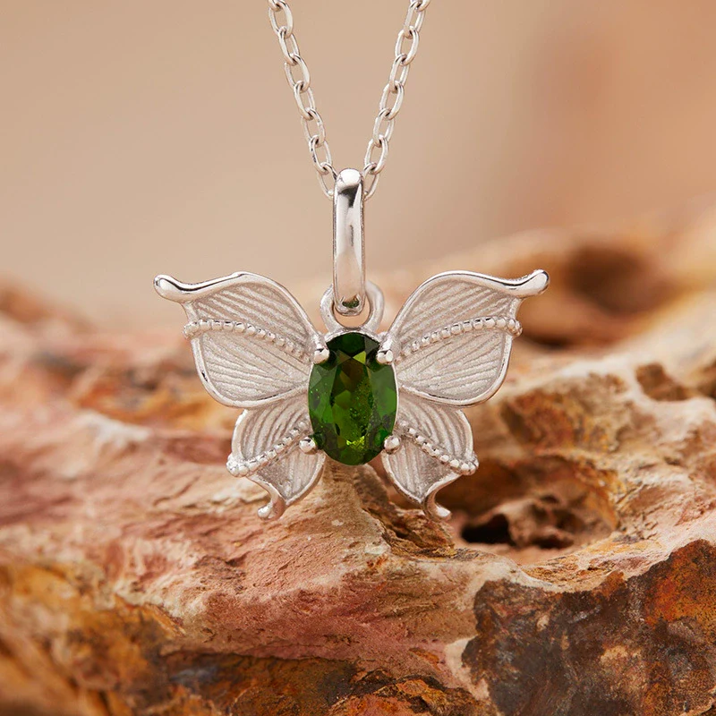 Wholesale Women's Colored Gemstone Necklace Butterfly Style S925 Sterling Silver Inlaid With Natural Sapphire Tanzanite Animal Zodiac Design - Image 7
