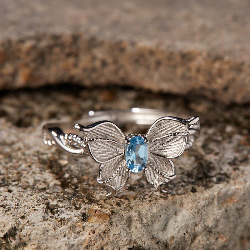 Wholesale Women's Colored Gemstone Necklace Butterfly Style S925 Sterling Silver Inlaid With Natural Sapphire Tanzanite Animal Zodiac Design - Image 8