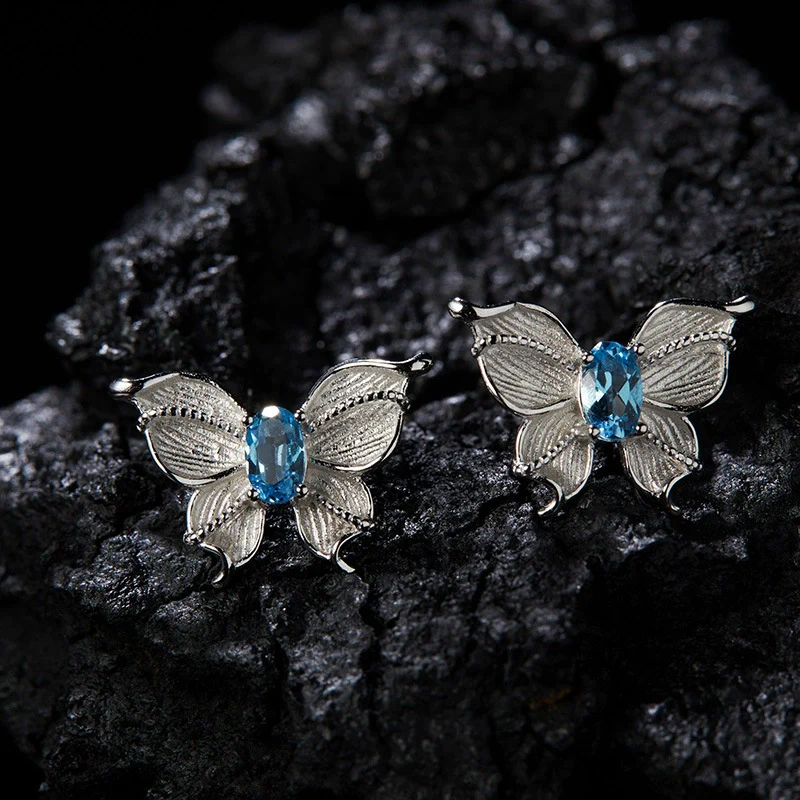 Wholesale Women's Colored Gemstone Necklace Butterfly Style S925 Sterling Silver Inlaid With Natural Sapphire Tanzanite Animal Zodiac Design - Image 9