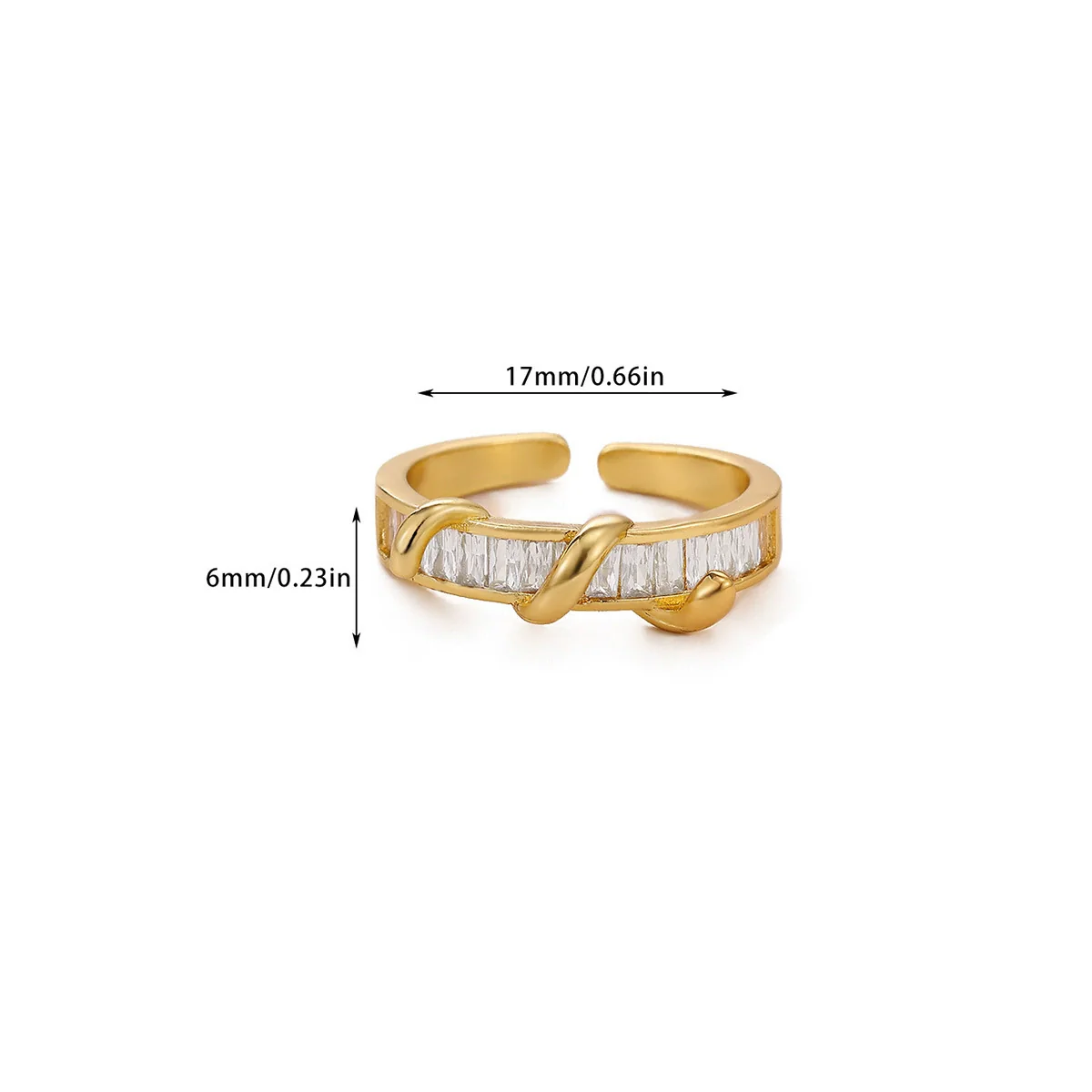 Wholesale Women's Colorful Zircon Geometric Heartshaped Copper Ring Inlaid With Gold - Image 12