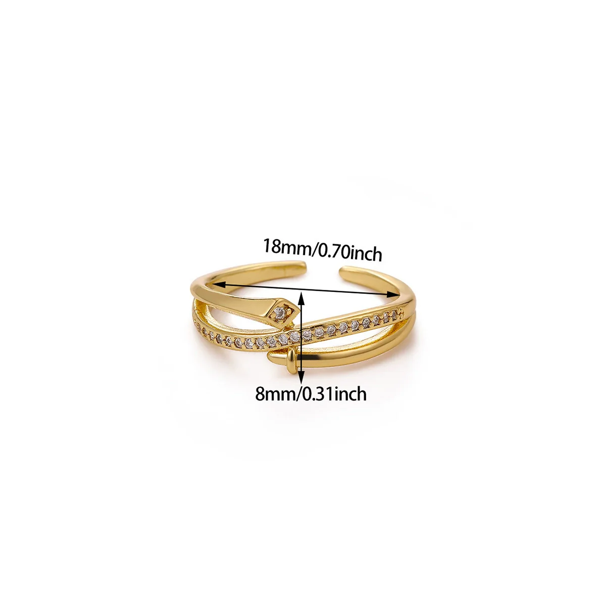 Wholesale Women's Colorful Zircon Geometric Heartshaped Copper Ring Inlaid With Gold - Image 17