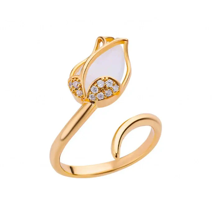 Wholesale Women's Colorful Zircon Geometric Heartshaped Copper Ring Inlaid With Gold - Image 20