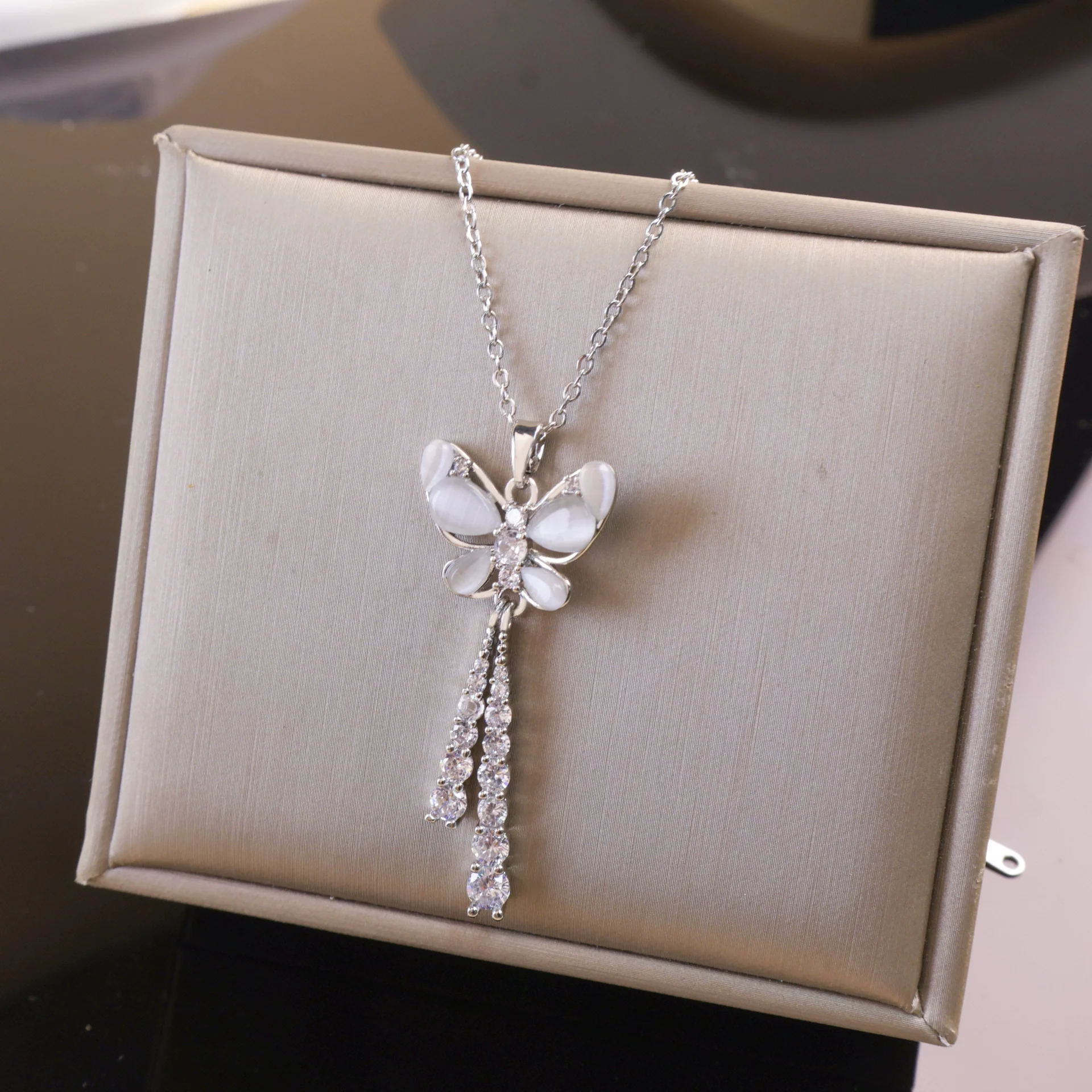 Wholesale Women's Copper And Titanium Steel Butterfly Pendant Necklace With Real Gold Plating And Enhanced Color Retention Sweet Style Cross Chain - Image 14