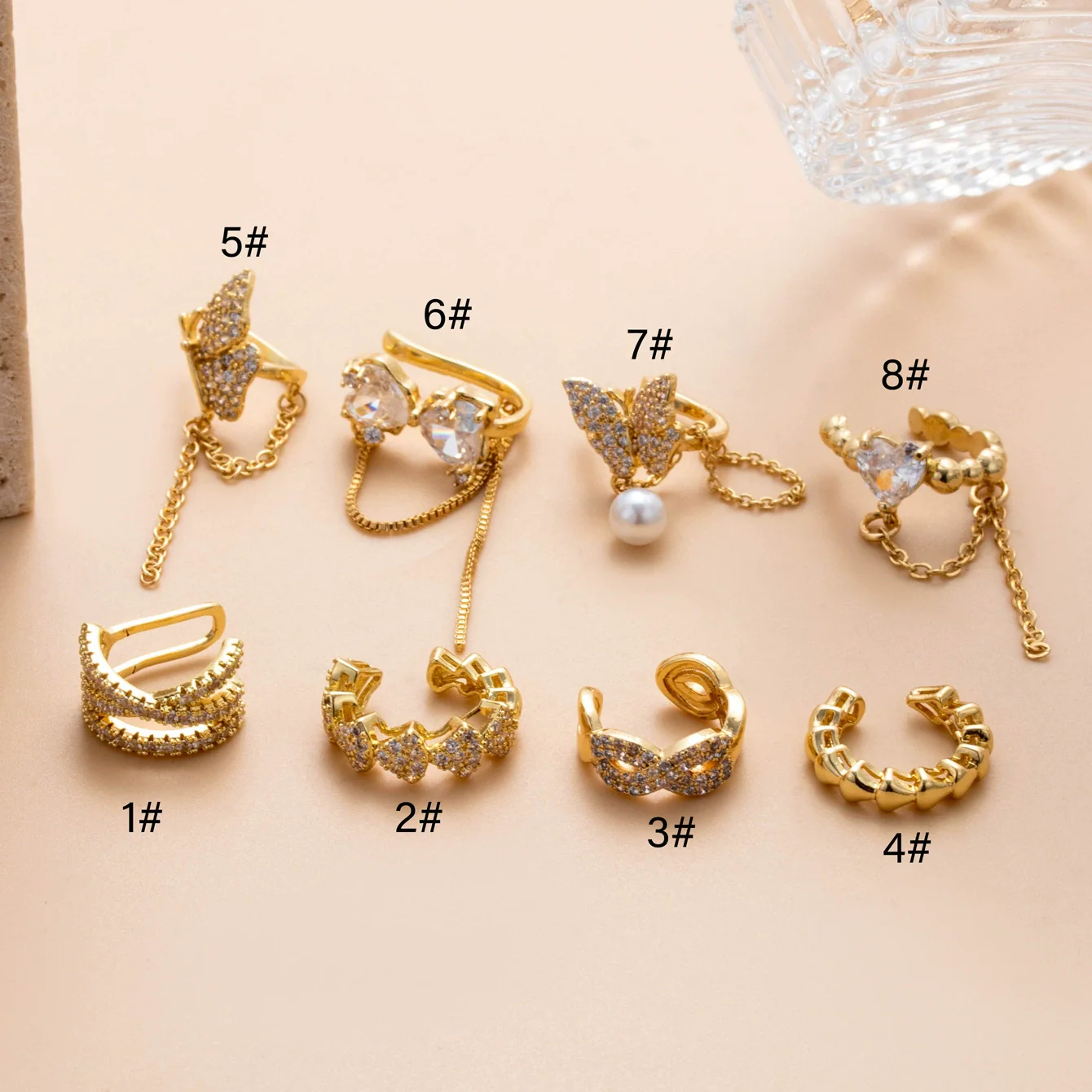Wholesale Women's Copper Butterfly Cartilage Ear Clip Microinlaid Zircon Geometric Electroplated Fashion Ear Clip - Image 2