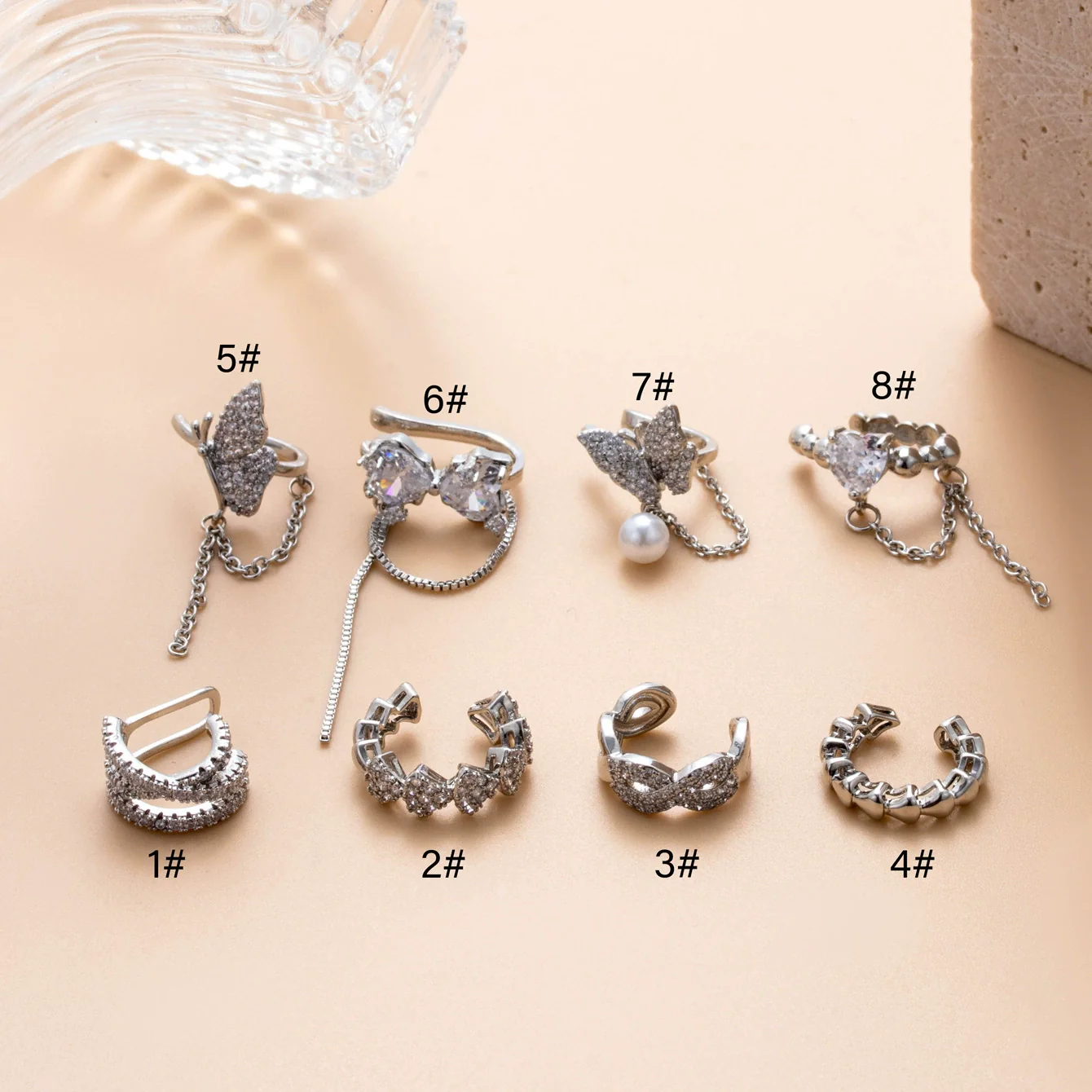 Wholesale Women's Copper Butterfly Cartilage Ear Clip Microinlaid Zircon Geometric Electroplated Fashion Ear Clip - Image 3