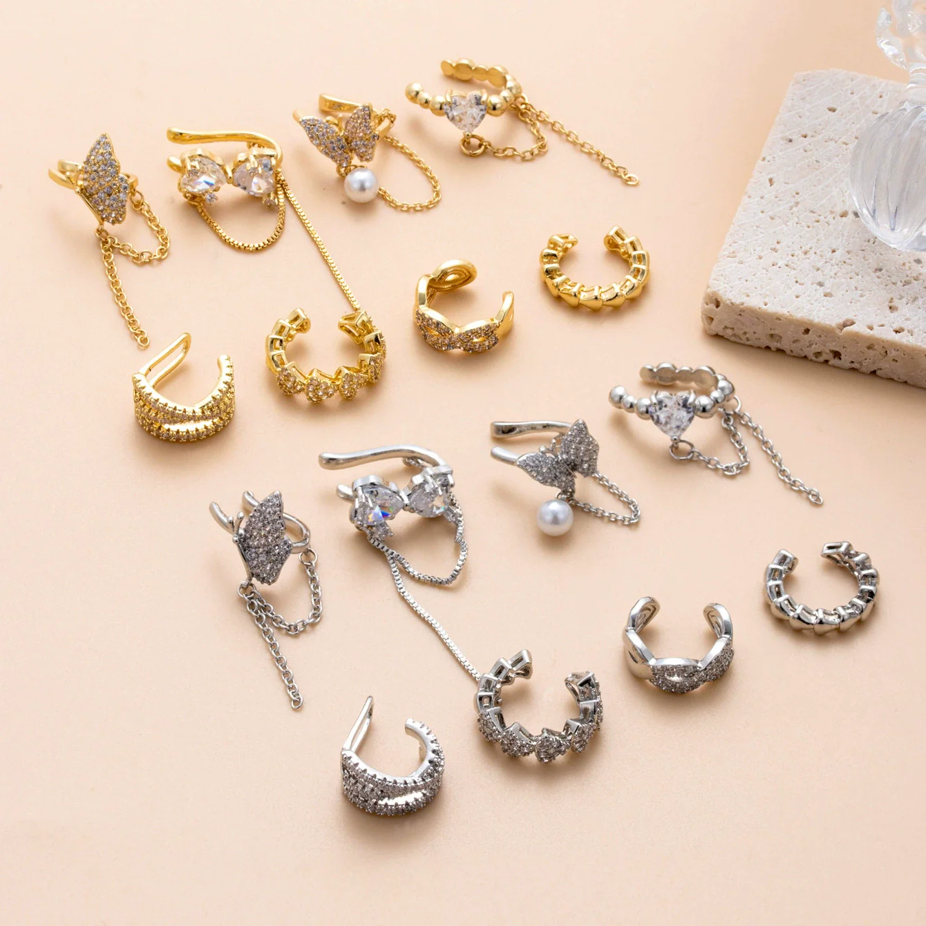 Wholesale Women's Copper Butterfly Cartilage Ear Clip Microinlaid Zircon Geometric Electroplated Fashion Ear Clip - Image 4