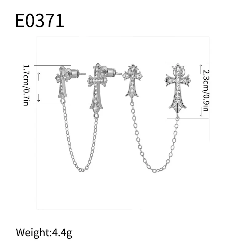 Wholesale Women's Copper Cross Pendant Chain Earrings With Geometric Pattern And Electroplating Treatment - Image 7
