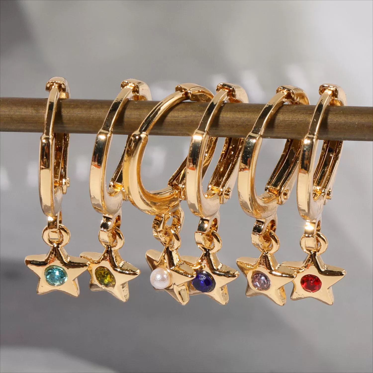 Wholesale Women's Copper Diamond Treatment Star Earrings With Five Pointed Star Design - Image 3