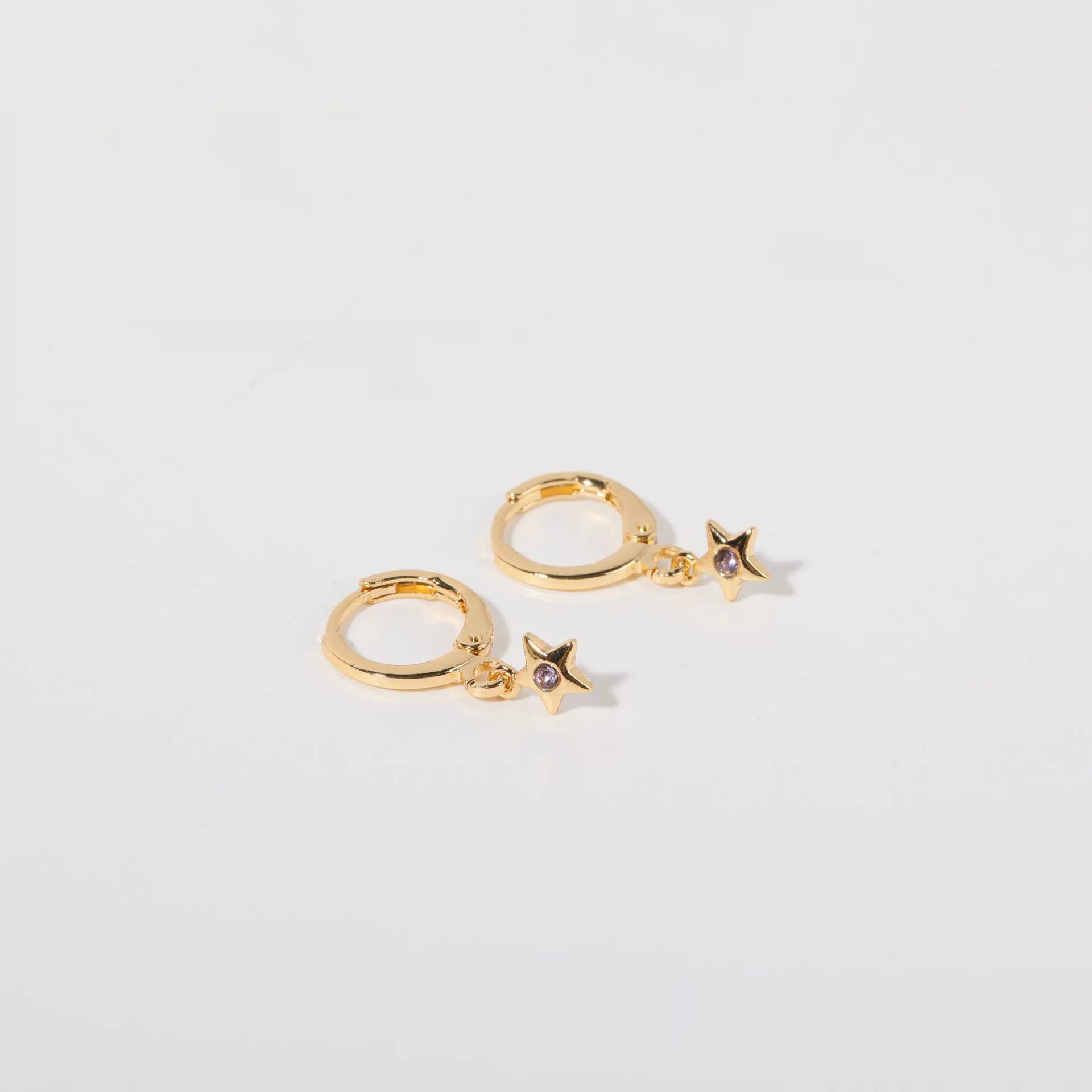 Wholesale Women's Copper Diamond Treatment Star Earrings With Five Pointed Star Design - Image 7