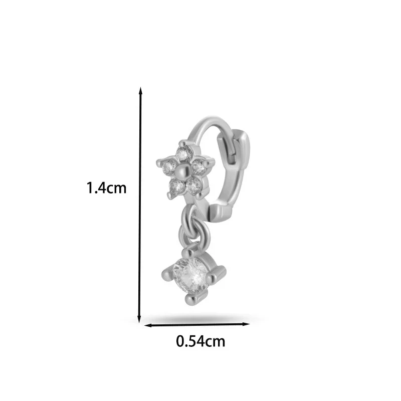Wholesale Women's Copper Earring With Flower Pattern And Microinlaid Zircon - Image 18