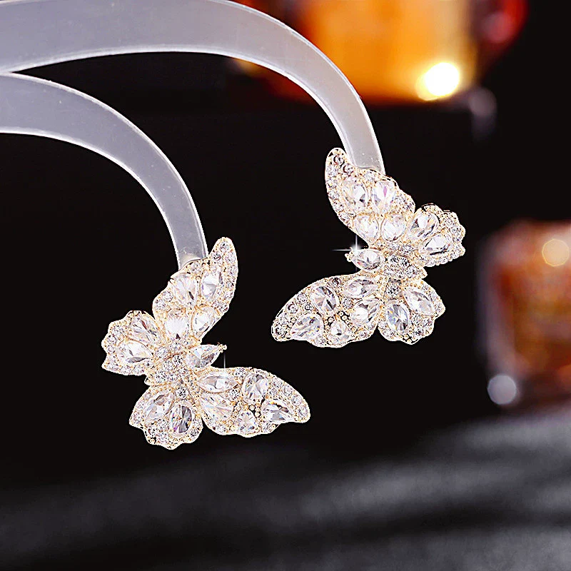 Wholesale Women's Copper Earrings With Bow Pattern And Zircon Treatment In Simple And Animal Style - Image 6