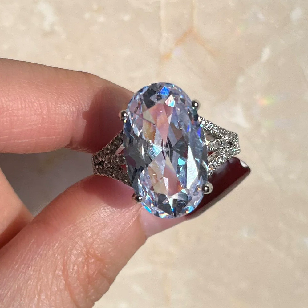 Wholesale Women's Copper Eggshaped Geometric Zircon Inlaid Ring Jewelry - Image 5