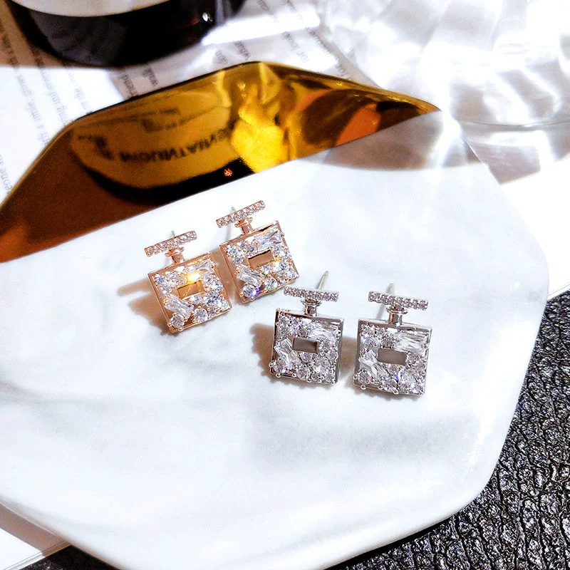 Wholesale Women's Copper Elegant Geometric Zircon Earrings - Image 4
