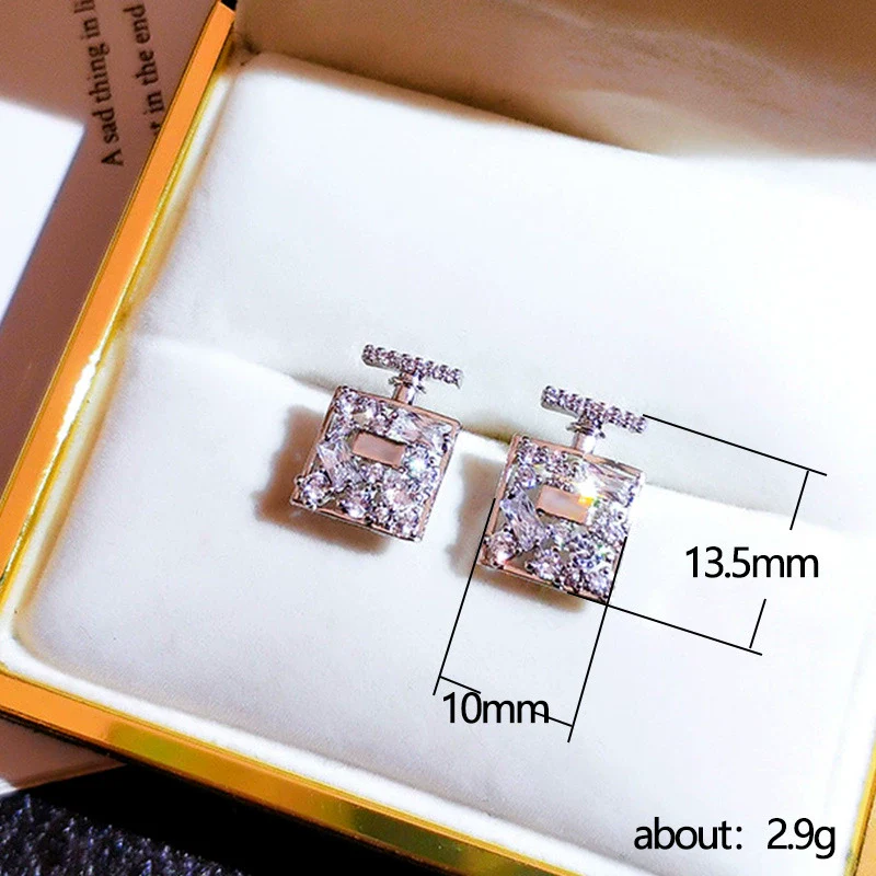 Wholesale Women's Copper Elegant Geometric Zircon Earrings - Image 5