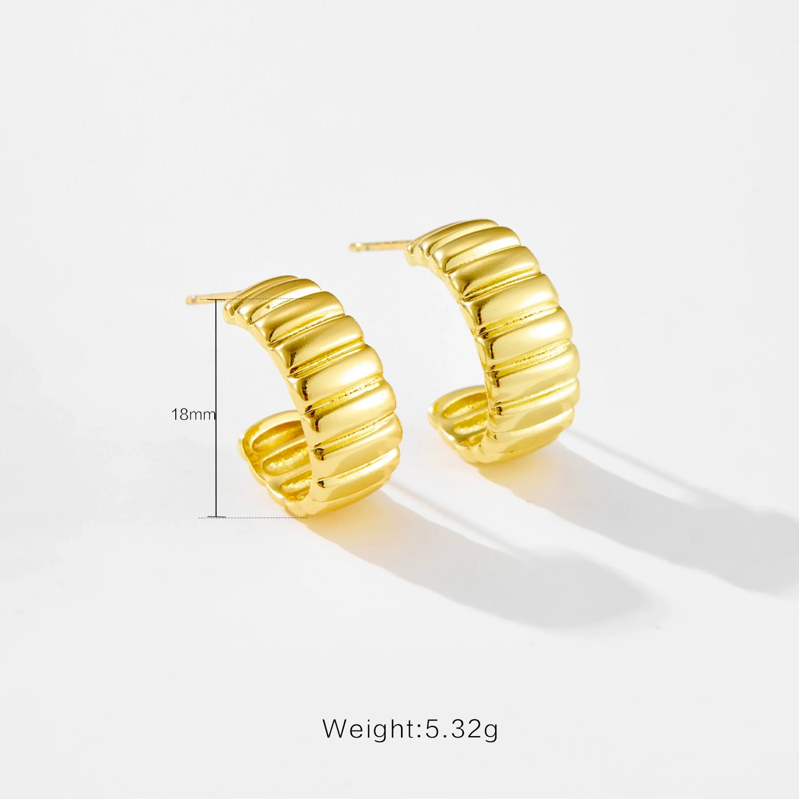 Wholesale Women's Copper Geometric Irregular C Ring Earrings With Electroplating - Image 2