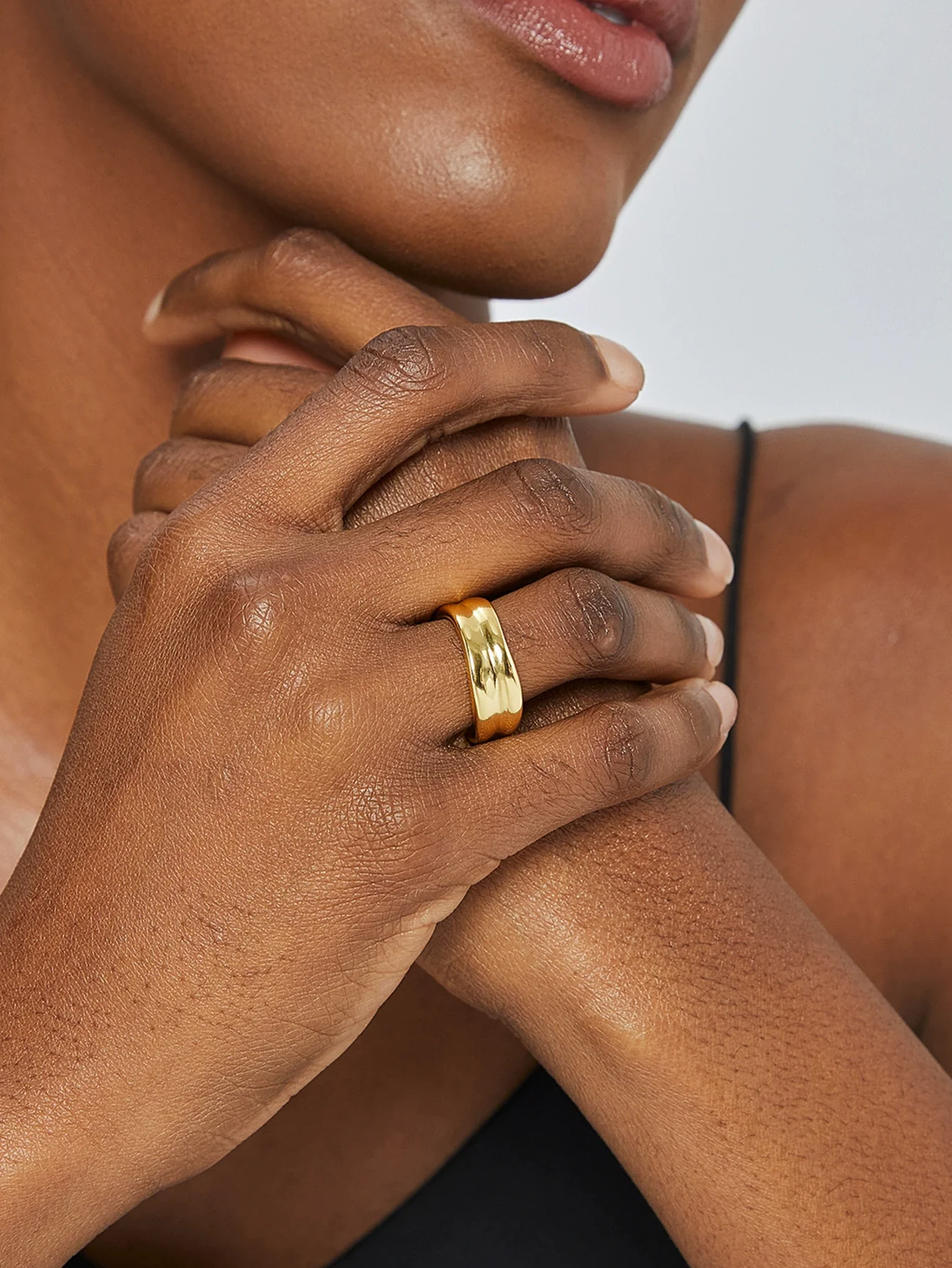 Wholesale Women's Copper Geometric Irregular Goldplated Ring - Image 3
