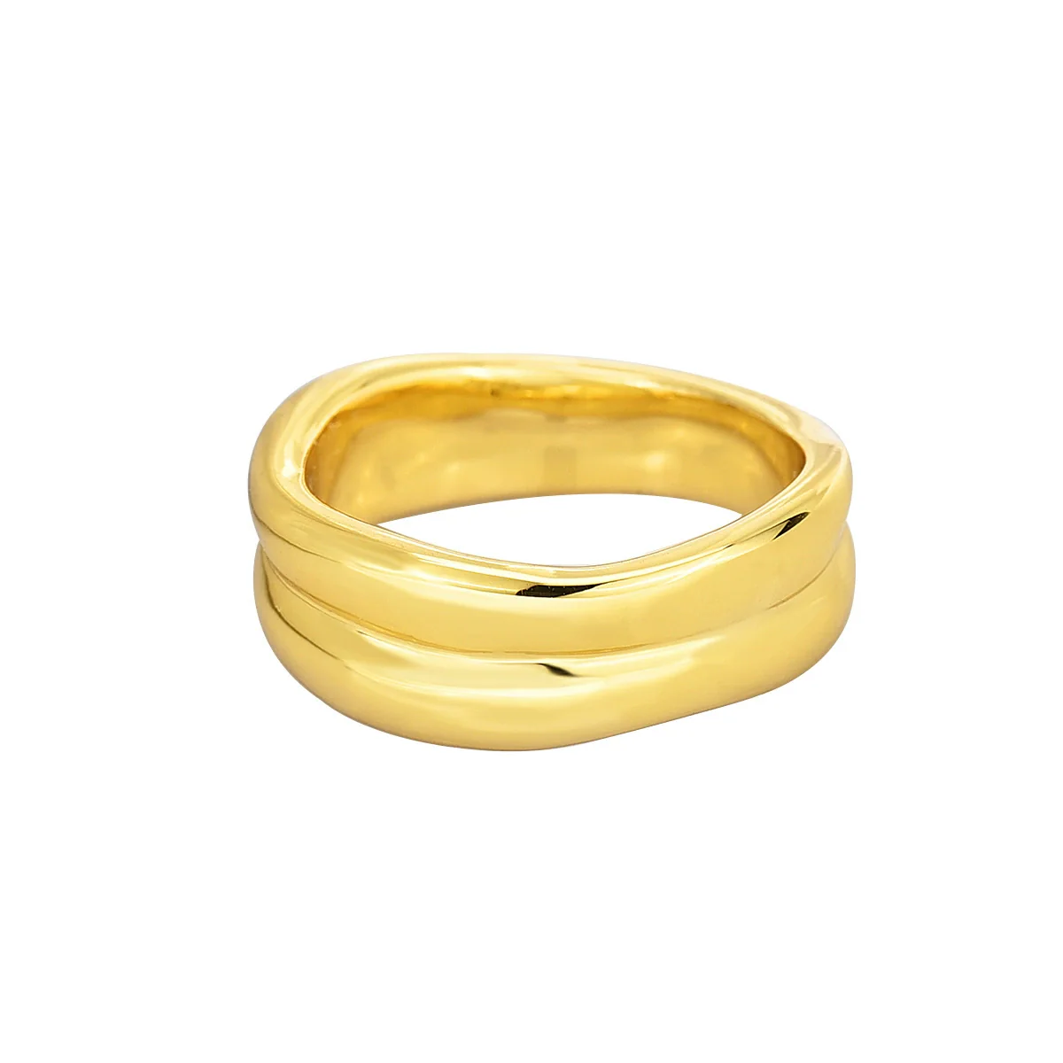 Wholesale Women's Copper Geometric Irregular Goldplated Ring - Image 5
